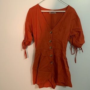 Burnt orange button up romper